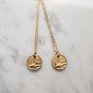 GOLD FILLED CHAIN with Double Face Swallow Bird